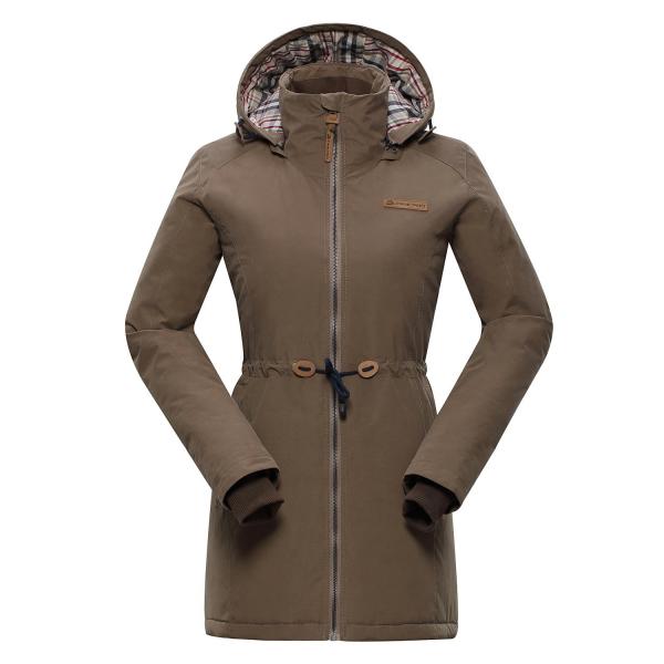 ALPINE PRO EDITE 2 ŽLUTÁ / HNĚDÁ Dámský Kabát S