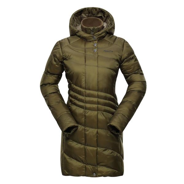 ALPINE PRO OMEGA 2 ŽLUTÁ / HNĚDÁ Dámský Kabát XS