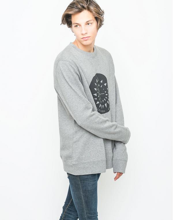 Mikina WeSC Miles Theme Print Grey Melange