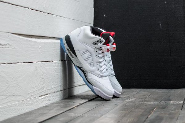Air Jordan 5 Retro (BG) White/ University Red-Black