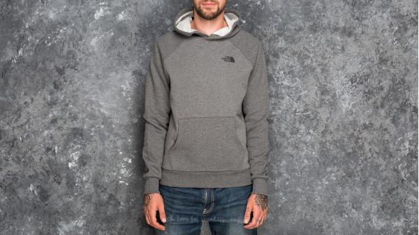 The North Face Raglan Red Box Hoodie Medium Grey Heather