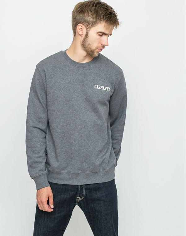 Mikina Carhartt WIP College Script Dark Grey Heather/White