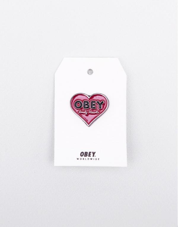 Obey LONELY HEARTS PIN Red