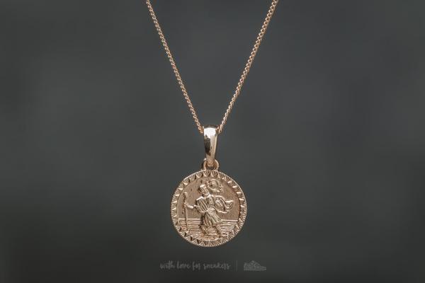 Chained and Able Old English Mini St. Christopher Necklace Gold