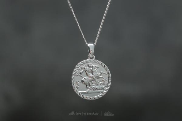 Chained and Able Old English Sovereign Medallion Necklace Silver
