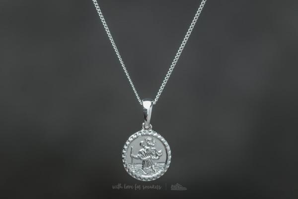 Chained and Able Old English Mini St. Christopher Necklace Silver
