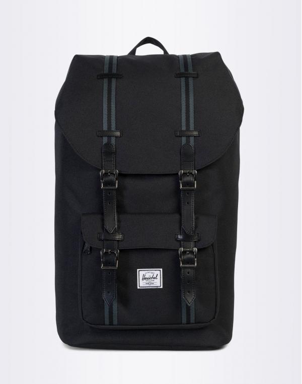 Batoh Herschel Supply Little America Black / Dark Shadow / Black Veggie Tan Leather