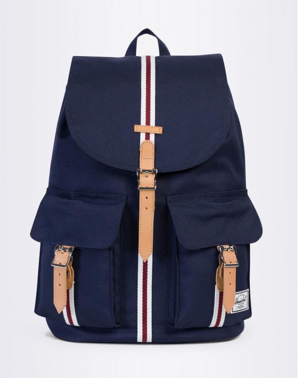 Batoh Herschel Supply Dawson Peacoat / White / Windsor Wine / Veggie Tan Leather