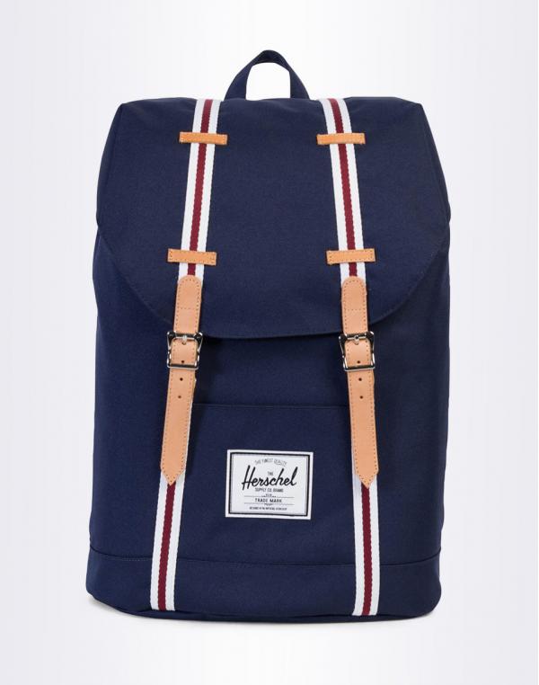Batoh Herschel Supply Retreat Peacoat / White / Windsor Wine / Veggie Tan Leather