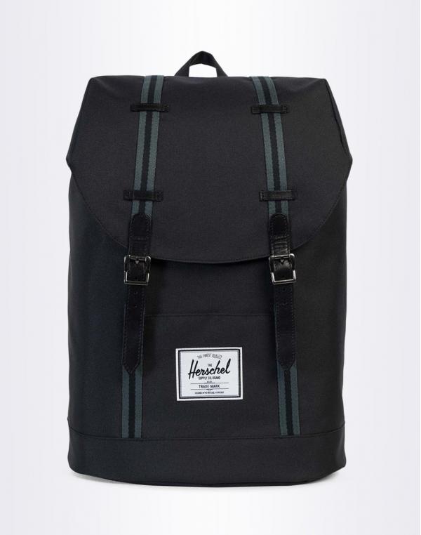 Batoh Herschel Supply Retreat Black / Dark Shadow / Black Veggie Tan Leather
