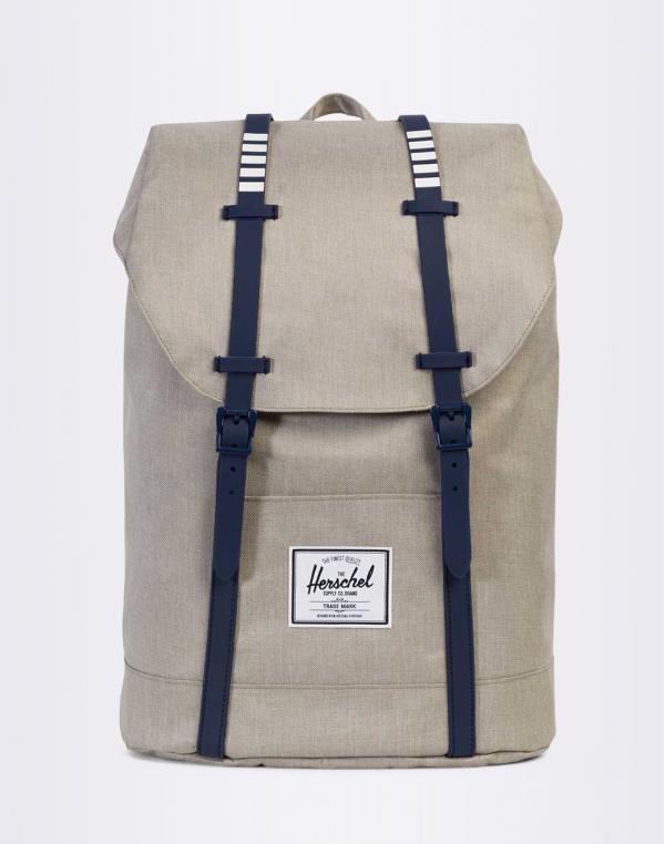 Batoh Herschel Supply Retreat Light Khaki Crosshatch / Peacoat Rubber / White Inset
