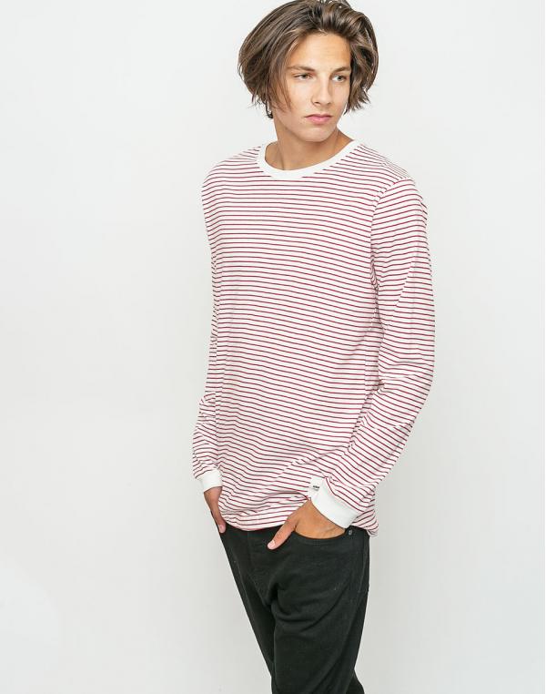 Triko Wemoto Sten Stripe Offwhite-Red Melange