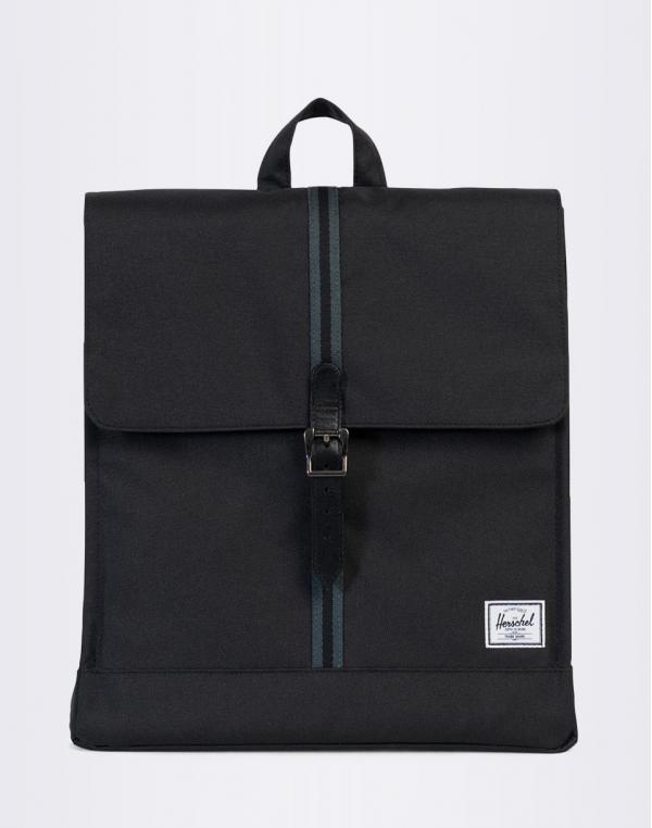 Batoh Herschel Supply City Black / Dark Shadow / Black Veggie Tan Leather