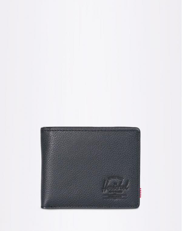 Peněženka Herschel Supply Hank + Coin Leather RFID Black Pebbled Leather
