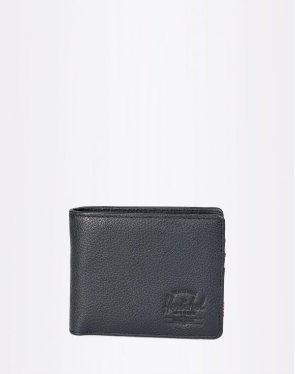 Peněženka Herschel Supply Hank + Coin Leather RFID Black Leather