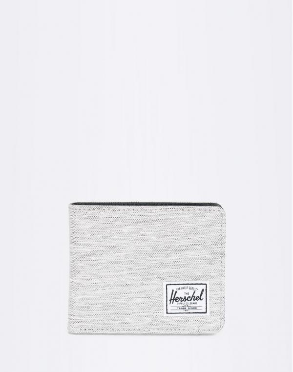 Peněženka Herschel Supply Hank + Coin RFID Light Grey Crosshatch/Black Synthetic Leather