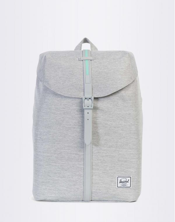 Batoh Herschel Supply Post Light Grey Crosshatch / Grey Rubber / Lucite Green Inset
