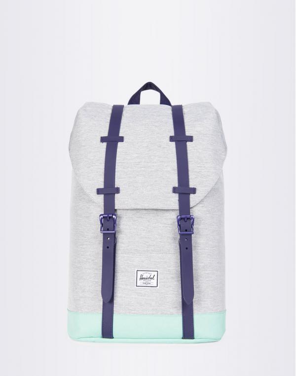 Herschel Supply Retreat Youth Light Grey Crosshatch/Lucite Green/Parachute Purple Rubber