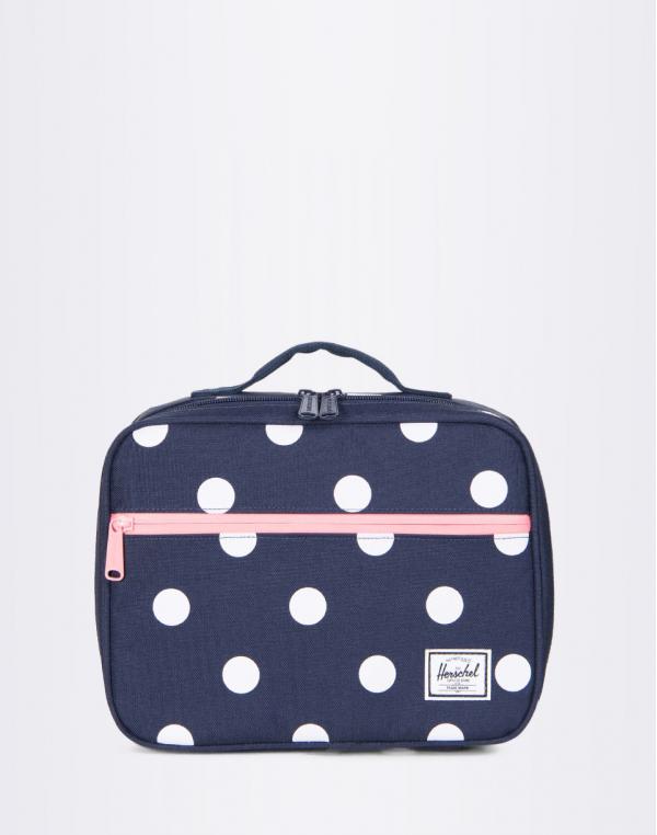 Herschel Supply Pop Quiz Lunchbox Peacoat Polka Dot/Strawberry Ice