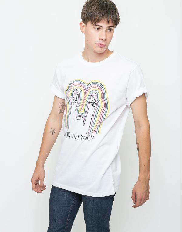 Triko Dedicated  Rainbow Vibes White