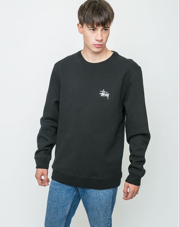 Mikina Stussy Basic Crew Black
