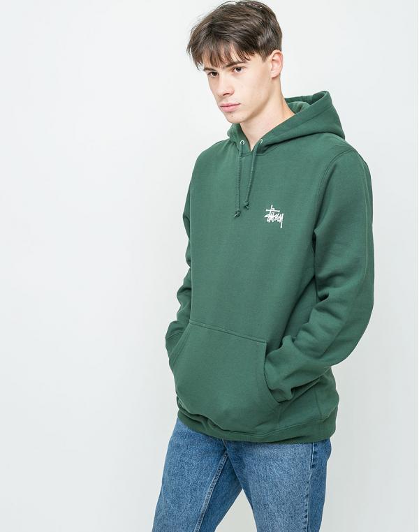 Mikina Stussy Basic Hood Dark Forest
