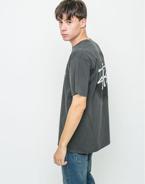 Logo tee Stussy Basic Swirl Pigment Dyed Black